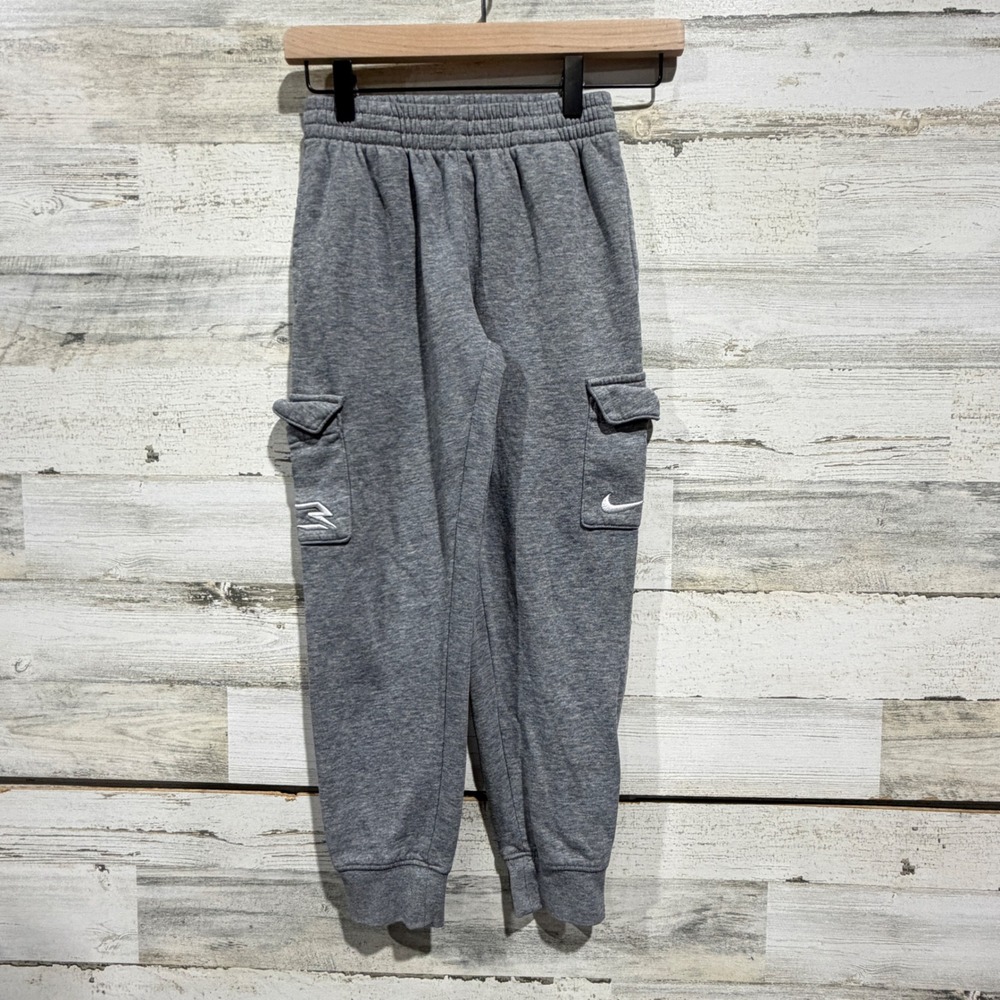 Nike Cargo Sweatpants Boys Size Small Grey Fleece Joggers Active